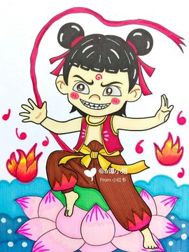 王者荣耀哪吒怎么画